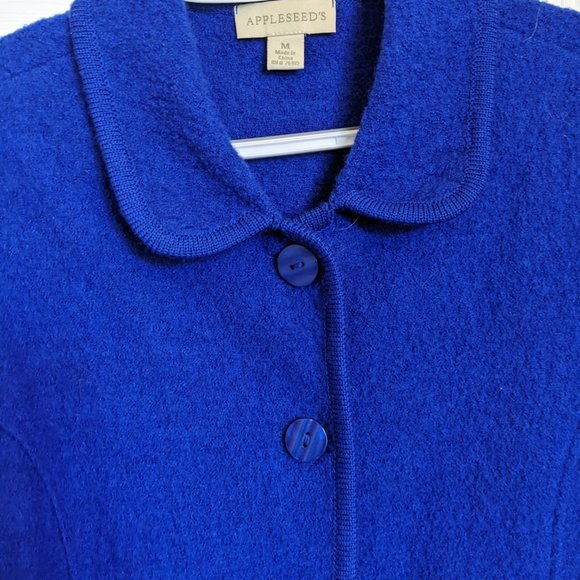 COBALT | Boiled Wool Cardigan / Jacket | M | EUC | Appleseed's| Y2K Vintage - Picture 3 of 8